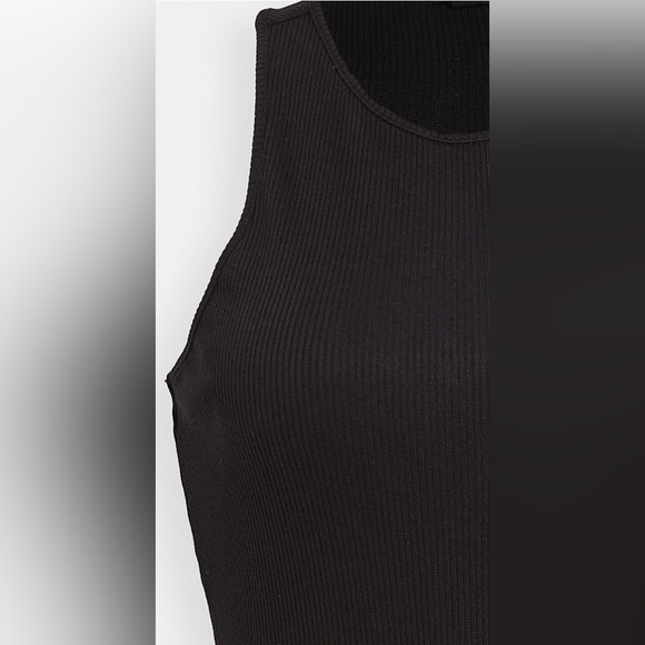 MONROW Rib Racer Tank Dress in Black - Picture 3 of 4